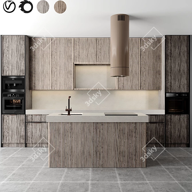 Modular Kitchen 3D Model 3D model image 1