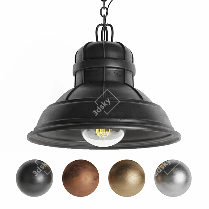 Industrial Black Cast Pendant Lamp 3D model image 1