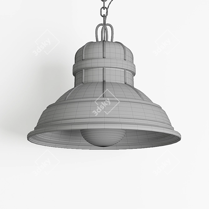 Industrial Black Cast Pendant Lamp 3D model image 3