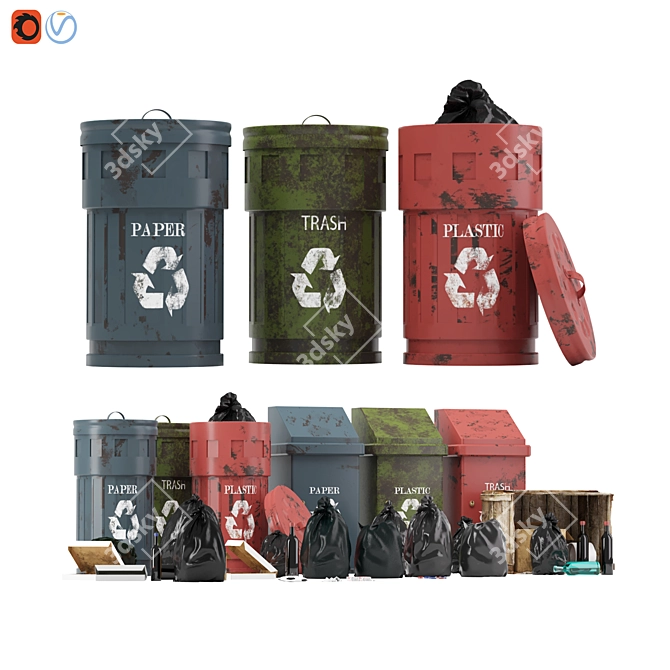 Trash Master: 3dsMax Garbage Set 3D model image 9