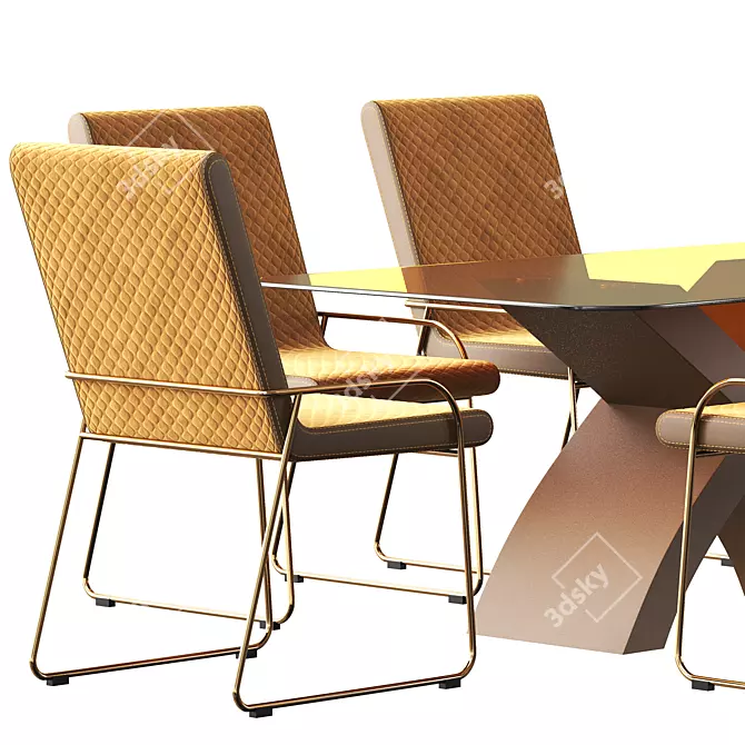 Modern Dining Set: Contemporary Tables & Chairs 3D model image 2