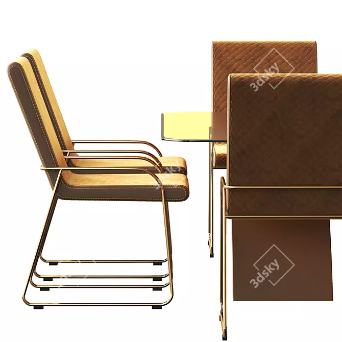 Modern Dining Set: Contemporary Tables & Chairs 3D model image 3