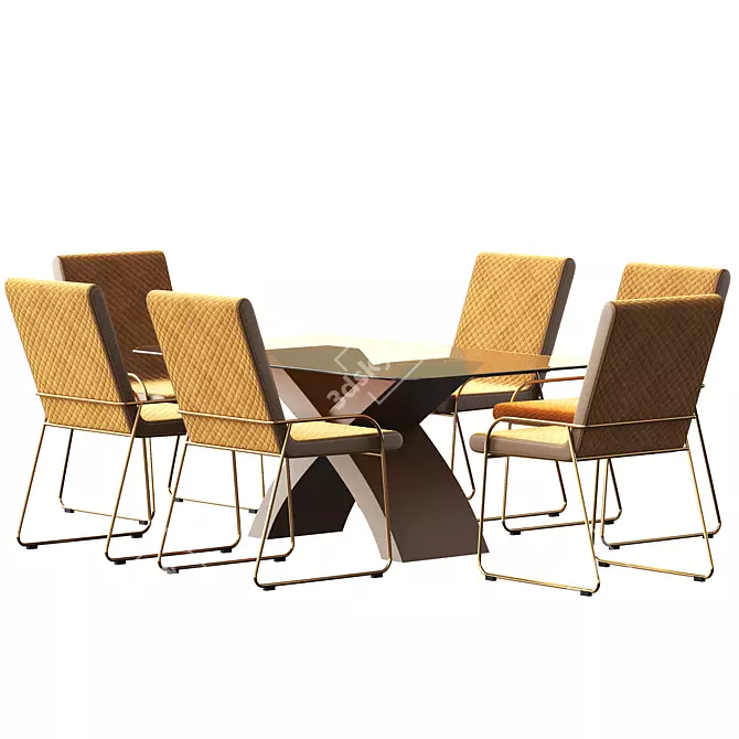 Modern Dining Set: Contemporary Tables & Chairs 3D model image 4