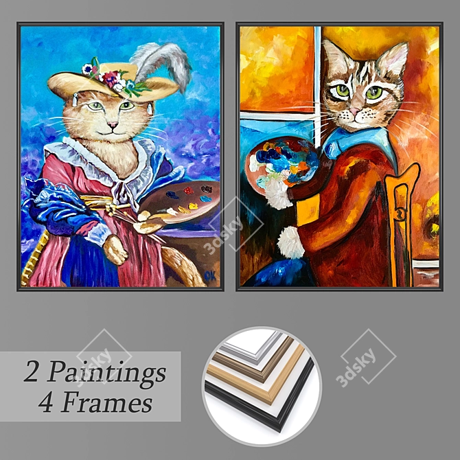 Abstract Wall Art Set with Multiple Frames 3D model image 1