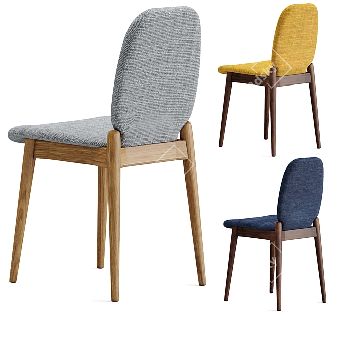 Scandinavian Walnut Albo Dining Chair 3D model image 4