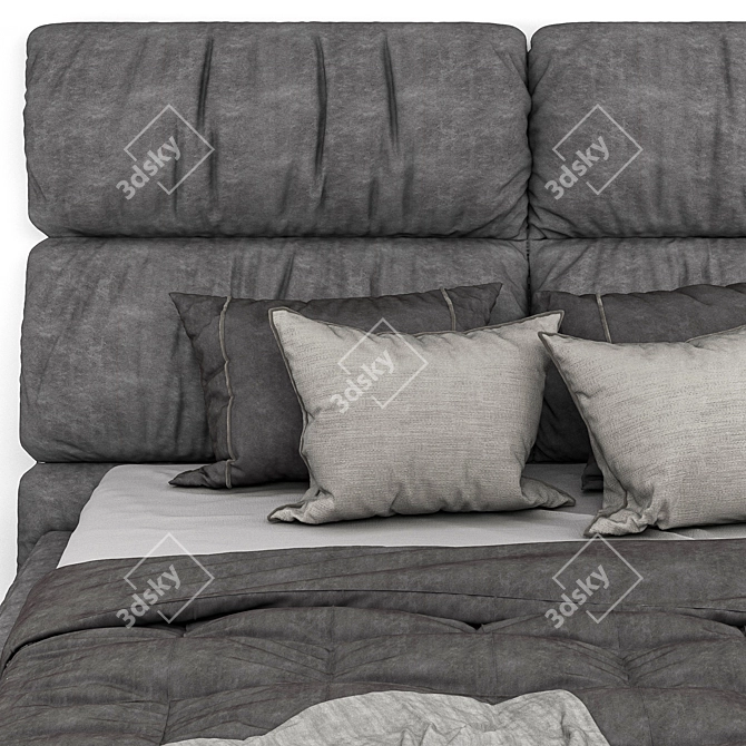 Modern Gray Bed: 3DSMAX, FBX, OBJ 3D model image 2