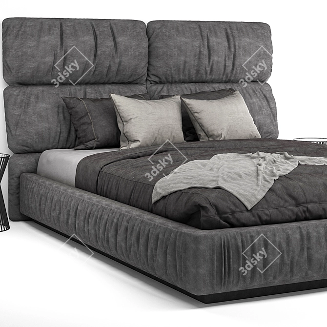 Modern Gray Bed: 3DSMAX, FBX, OBJ 3D model image 3