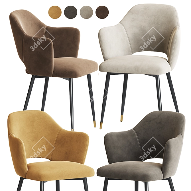 Eva Carver Dining Chair: Luxurious Velvet Seating 3D model image 1