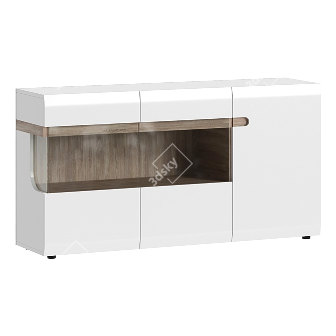 Modern White Glass Door Chest of Drawers 3D model image 1