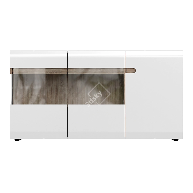 Modern White Glass Door Chest of Drawers 3D model image 2