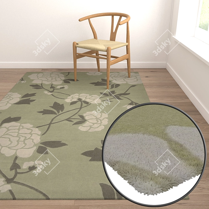 Luxury Rug Collection: Set of 3 High-Quality Carpets 3D model image 5