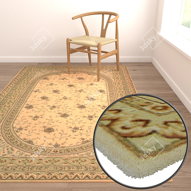 Luxury Set of 3 High-Quality Carpets 3D model image 5