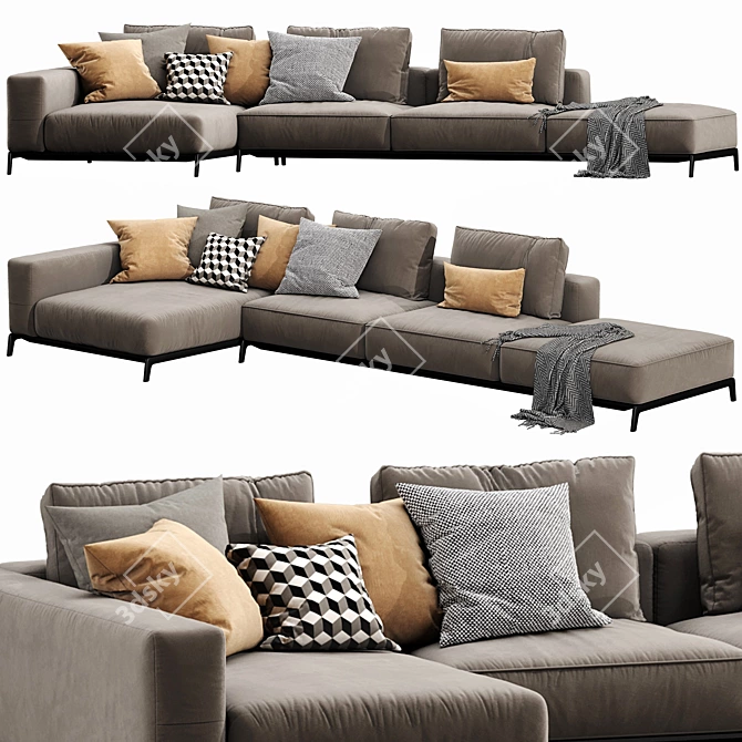 Luxurious Flexform Ettore Sectional 3D model image 3