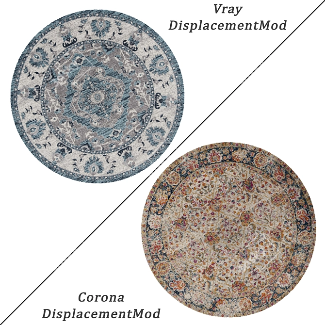 Round Carpets Set - Versatile and Realistic Flooring Solution 3D model image 2