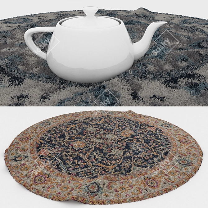 Round Carpets Set - Versatile and Realistic Flooring Solution 3D model image 3