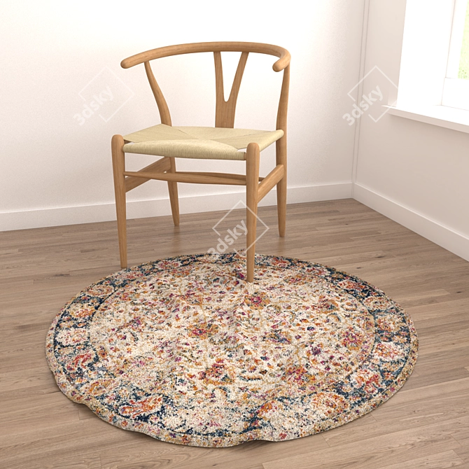 Round Carpets Set - Versatile and Realistic Flooring Solution 3D model image 4