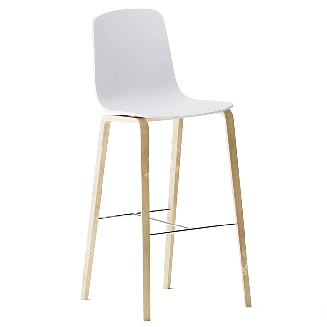 Elevated Elegance: Aavo Wooden Stool 3D model image 4