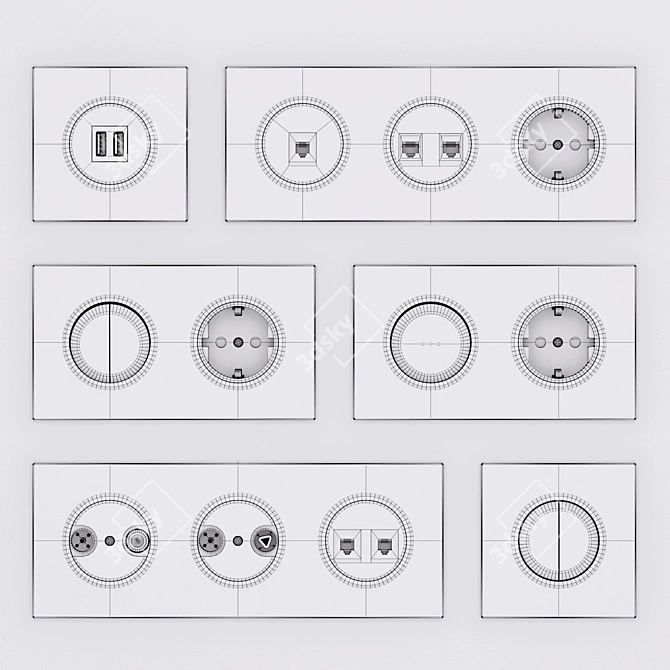 Elegant ABB Niessen SKY Moon Electrical Switches and Sockets 3D model image 4