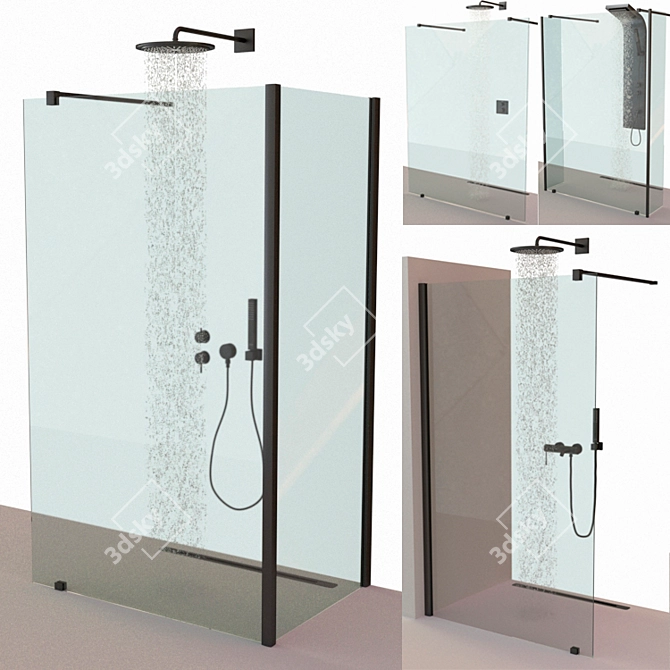 Ravak Walk-In Shower Set with Mixers 3D model image 2