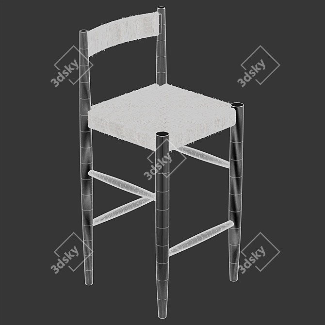 Zara Home Wicker Stool 3D model image 5