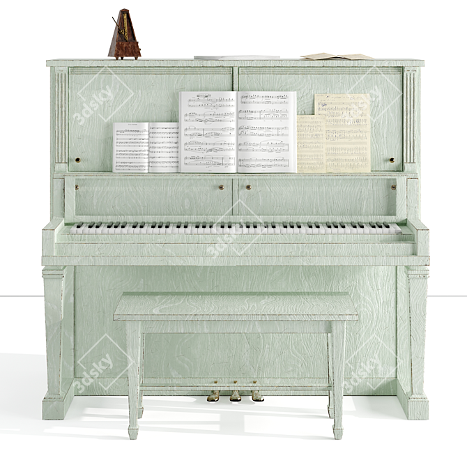 Vintage Piano Decor Set 3D model image 8