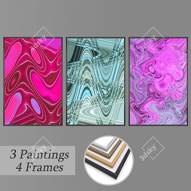 Elegant Wall Art Set with Multiple Frames 3D model image 1