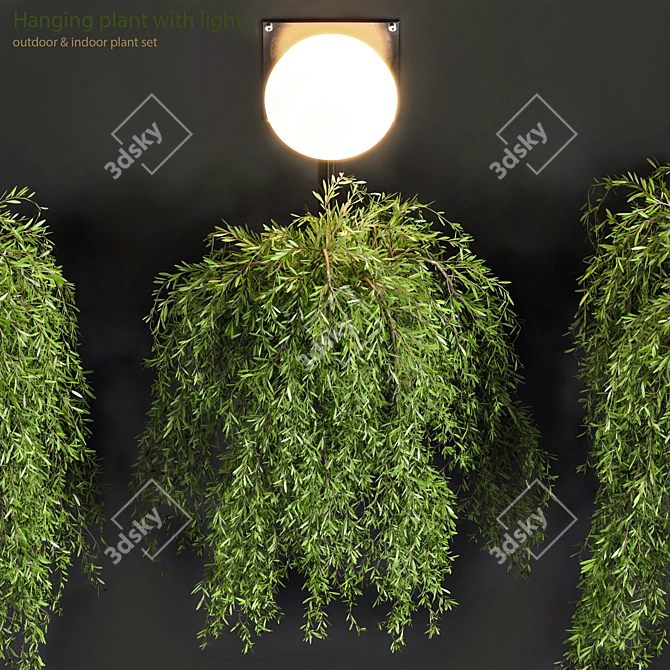 Glowing Greenery: Hanging Plant with Lights 3D model image 2