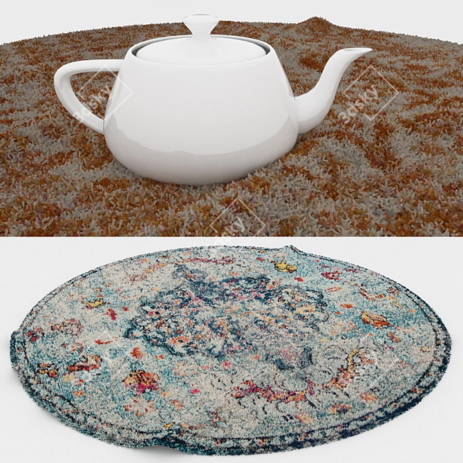 Round Carpets Set 193: Versatile Designs for Stunning Interiors 3D model image 3