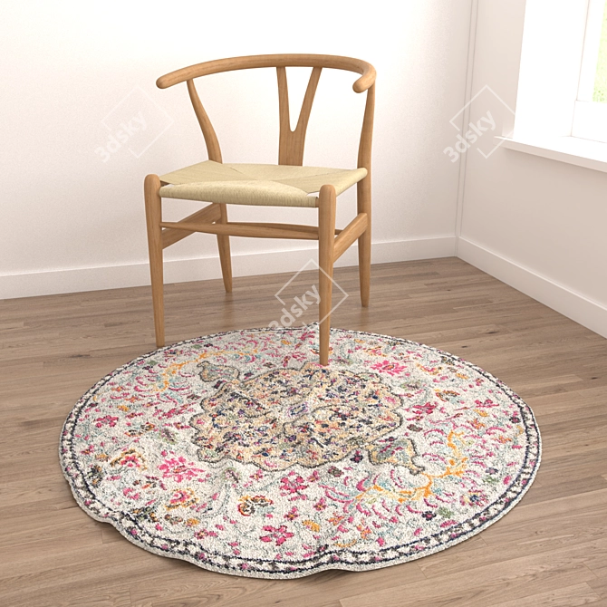 Round Carpets Set 193: Versatile Designs for Stunning Interiors 3D model image 4