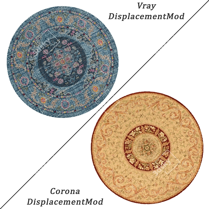 Round Carpets Set with Various Textures 3D model image 2