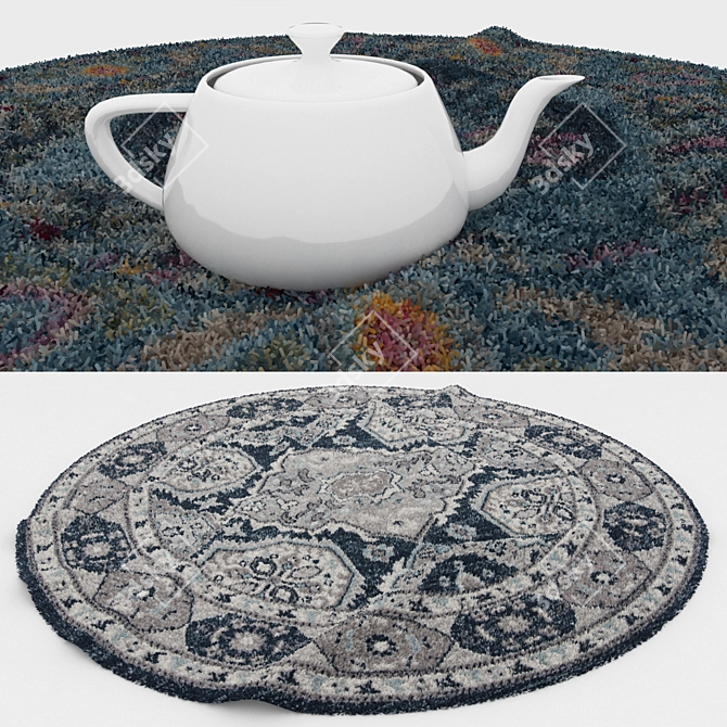 Round Carpets Set with Various Textures 3D model image 3