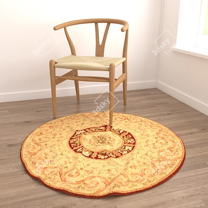 Round Carpets Set with Various Textures 3D model image 4