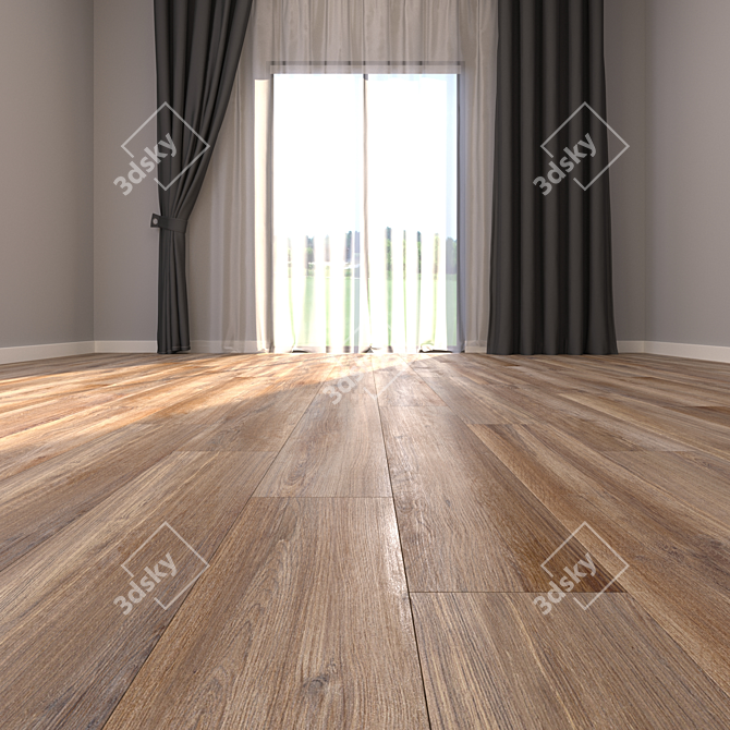 Natural Walnut Parquet Flooring 3D model image 2