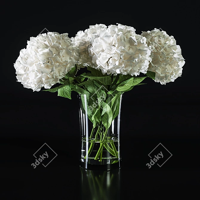 Hydrangea Blossom Set: Elegant Floral Decor 3D model image 3