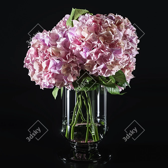 Hydrangea Blossom Set: Elegant Floral Decor 3D model image 4