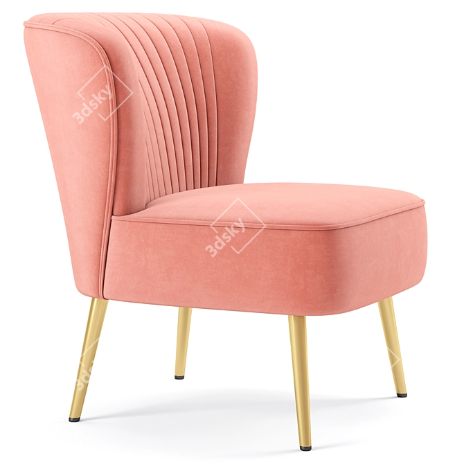 Luxury Velvet Accent Chair 3D model image 2