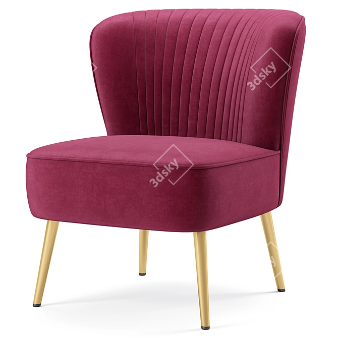 Luxury Velvet Accent Chair 3D model image 3