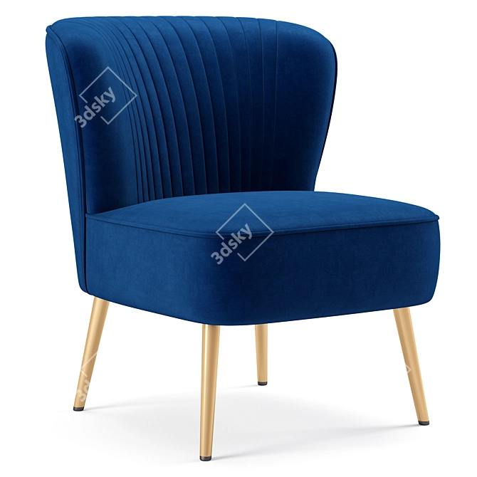 Luxury Velvet Accent Chair 3D model image 4