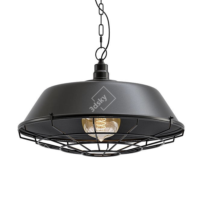 Vintage Industrial Pendant Light 3D model image 1