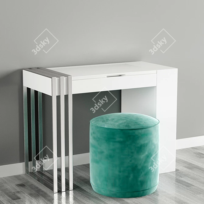 Elegant Franco Dressing Table & Ottoman Set 3D model image 3