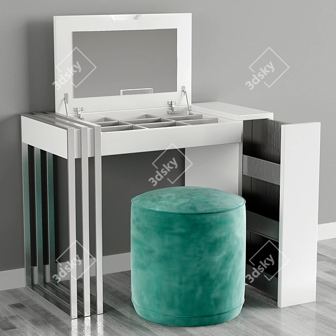 Elegant Franco Dressing Table & Ottoman Set 3D model image 4