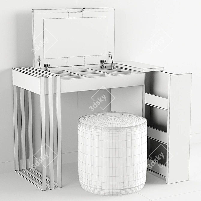 Elegant Franco Dressing Table & Ottoman Set 3D model image 5