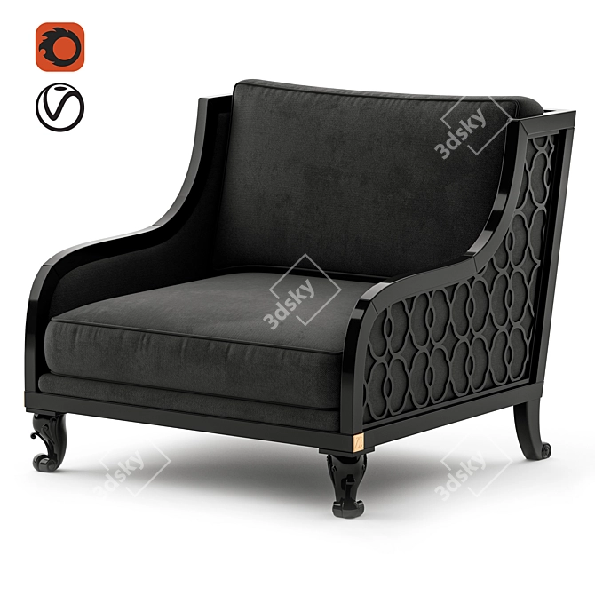 Bruno Zampa Club Wide Armchair: Elegant and Comfortable 3D model image 1