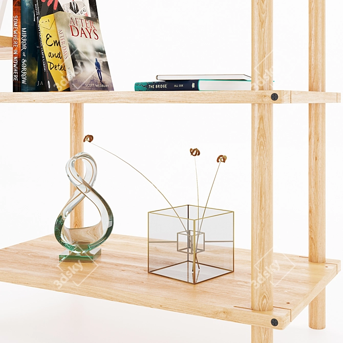 Modular Wood Shelf - Space-Saving Storage 3D model image 3