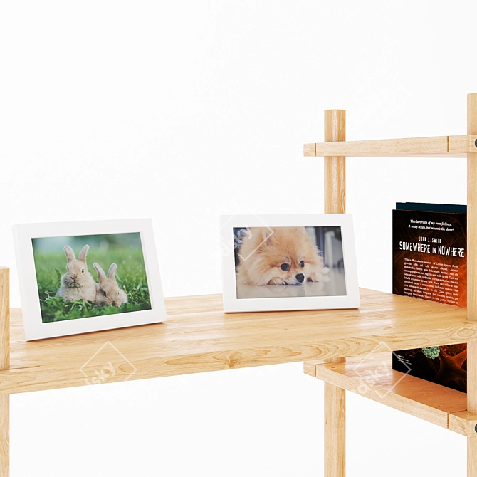 Modular Wood Shelf - Space-Saving Storage 3D model image 4