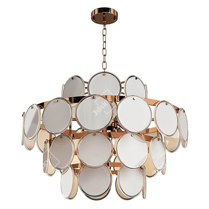 Golden Glow Glass Chandelier 3D model image 1