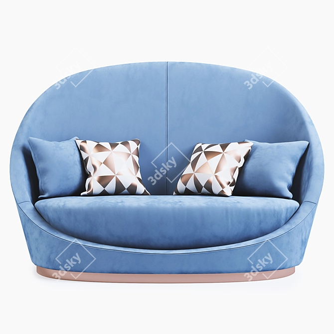 Luxurious Velvet Curved Sofa 3D model image 2