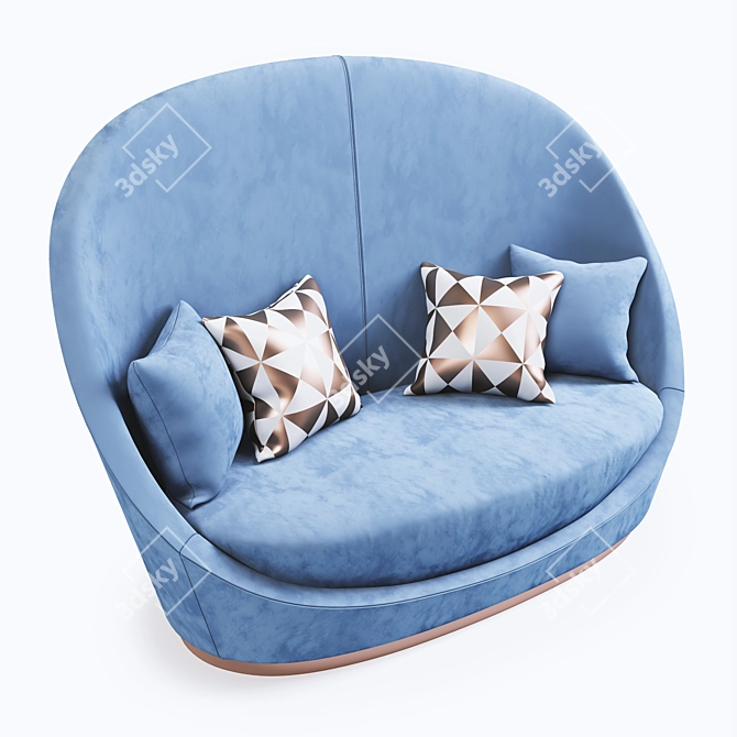 Luxurious Velvet Curved Sofa 3D model image 4