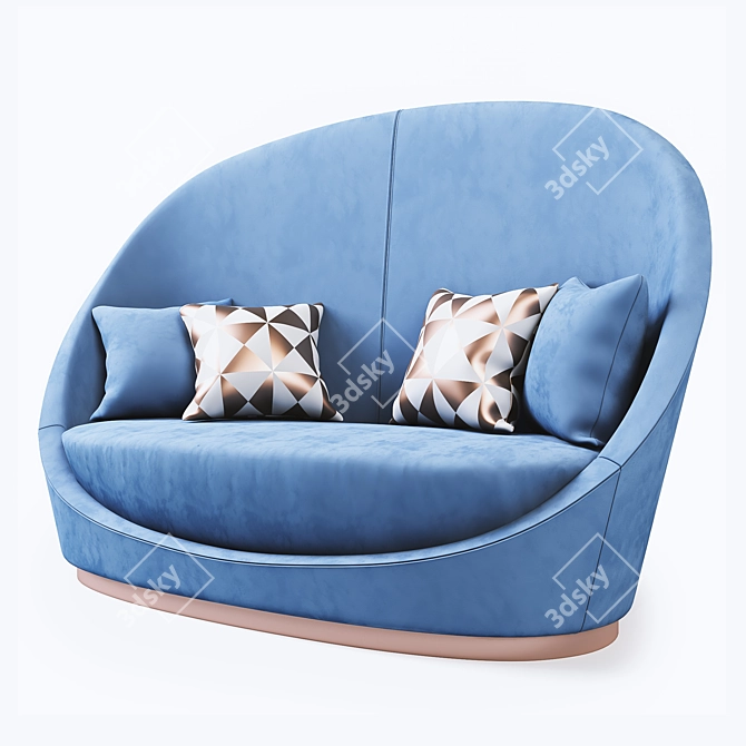 Luxurious Velvet Curved Sofa 3D model image 5