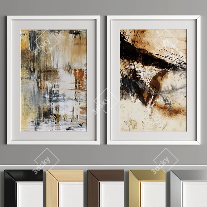 Modern Art Frame: Aesthetic Design with 4 Wooden & 2 Metal Materials 3D model image 2